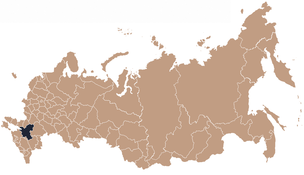 Карта России с отметкой офиса компании